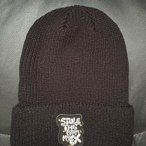 Bloomingdales Black Knit Beanie with Graphic Design - NWT